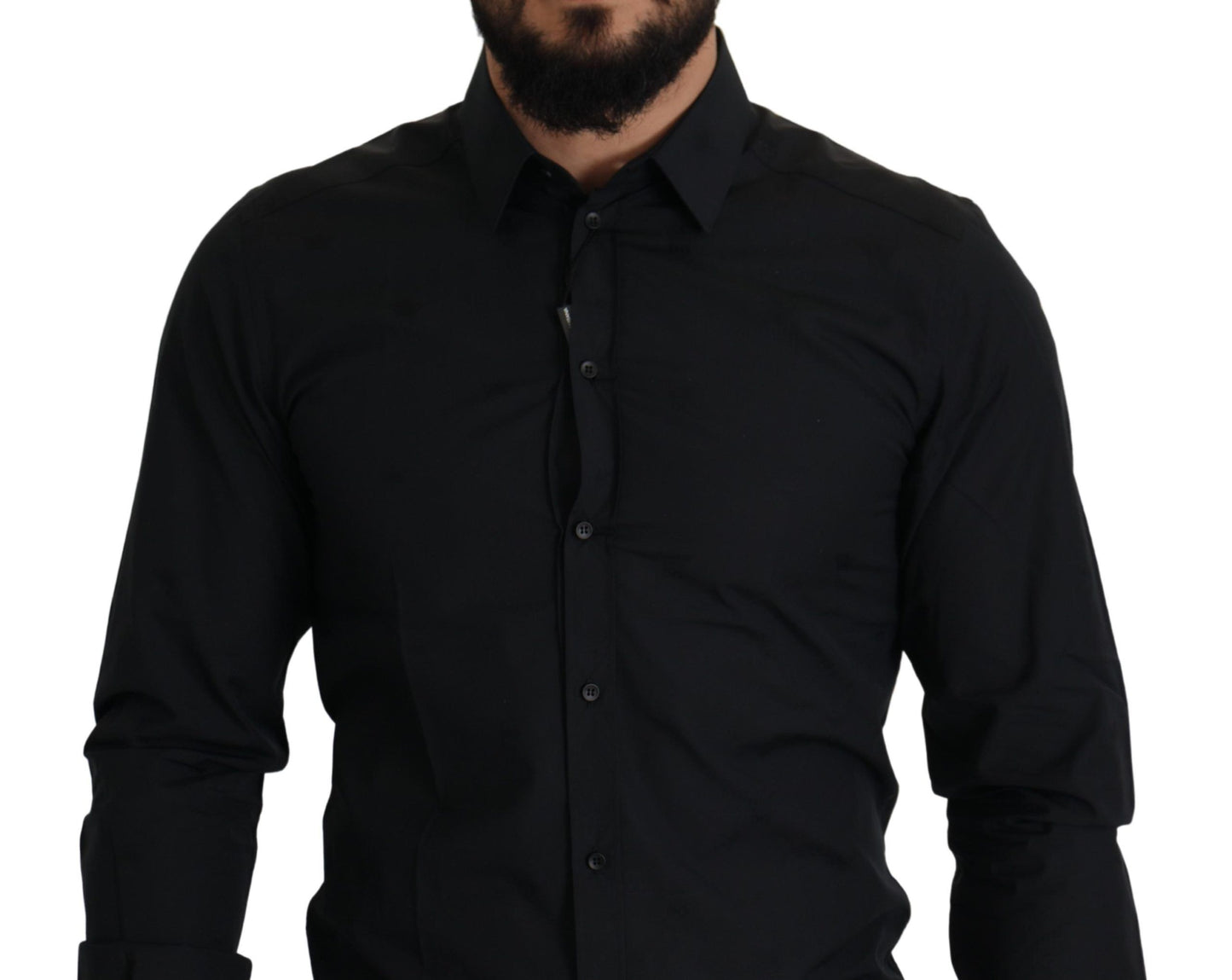 Black Cotton GOLD Slim Fit Dress Shirt