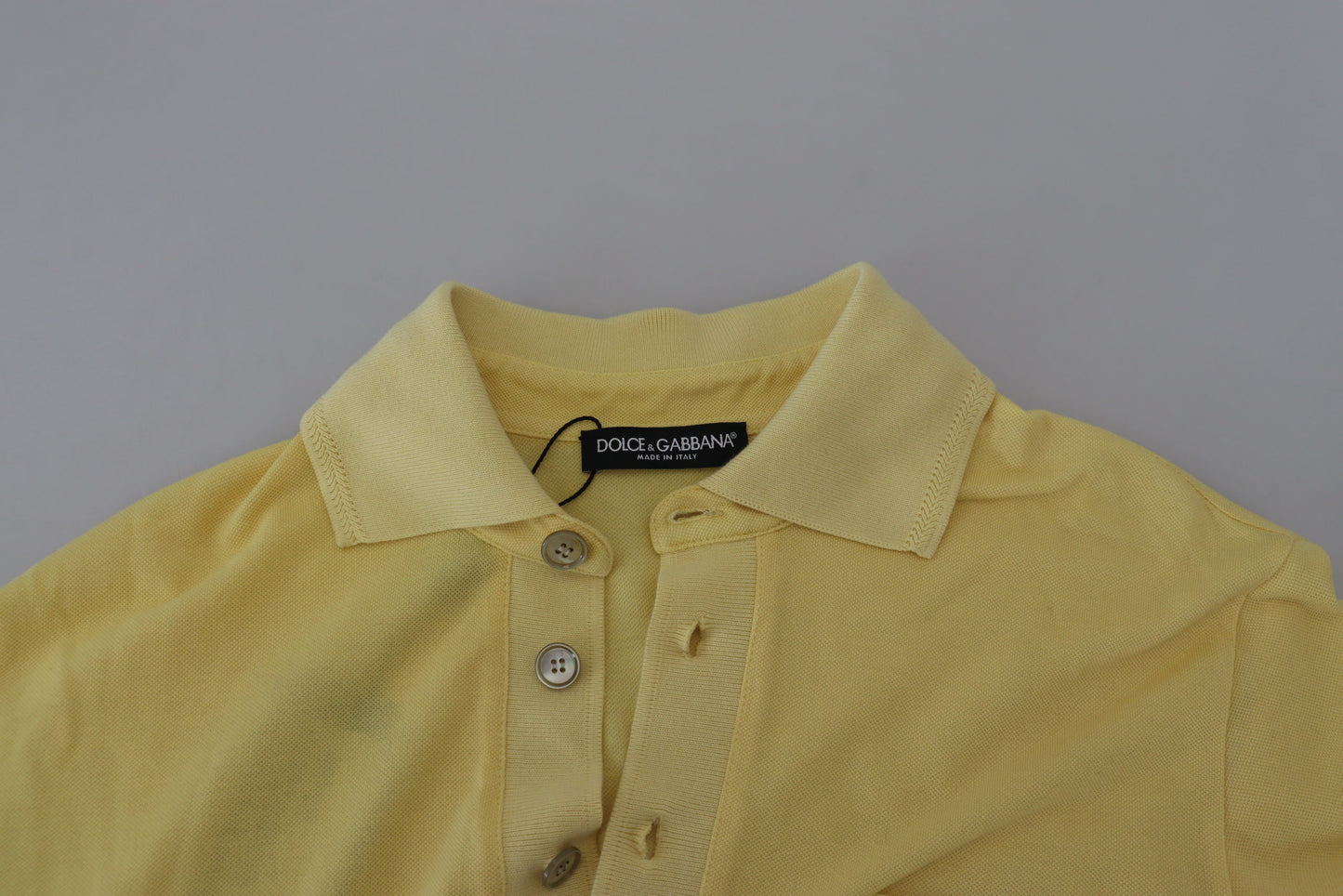 Elegant Yellow Cotton Collared Tee