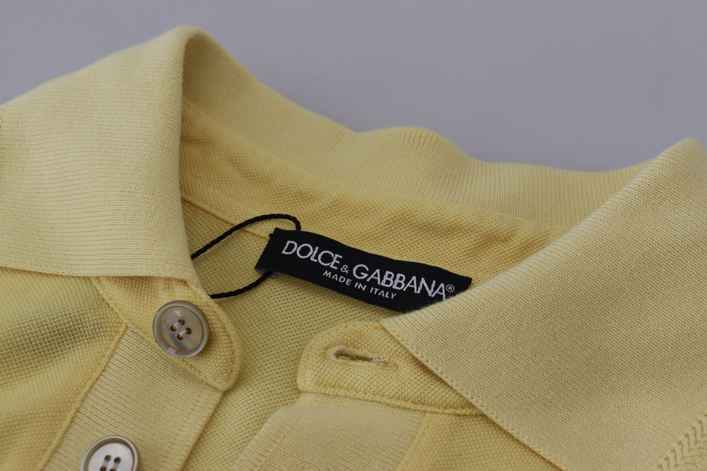 Elegant Yellow Cotton Collared Tee