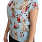 Elegant Blue Floral Silk Top