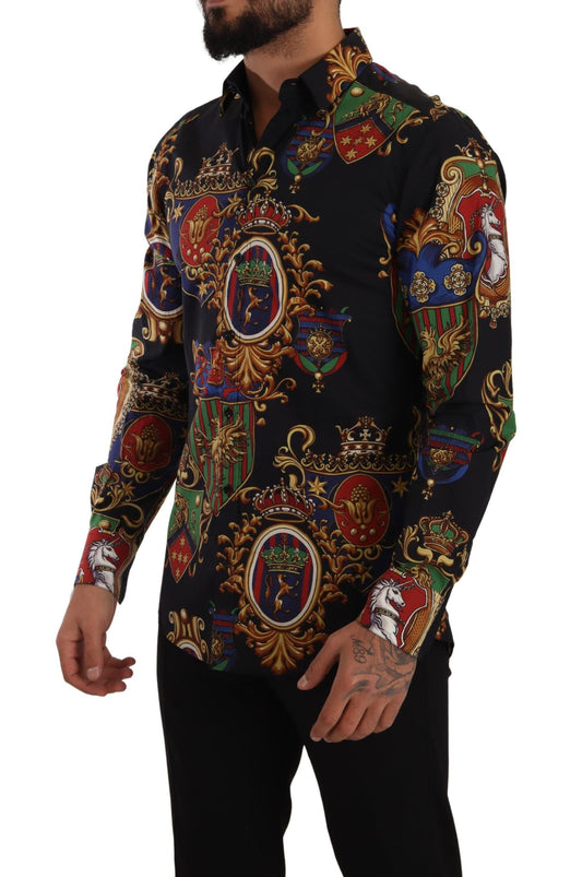 Elegant Slim Fit Medal Print Cotton Shirt