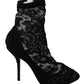 Elegant Black Floral Lace High Heel Boots
