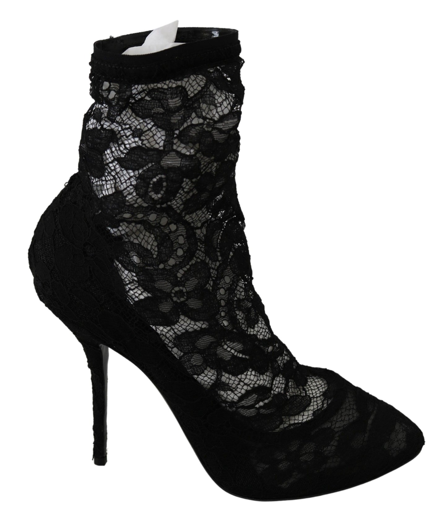 Elegant Black Floral Lace High Heel Boots