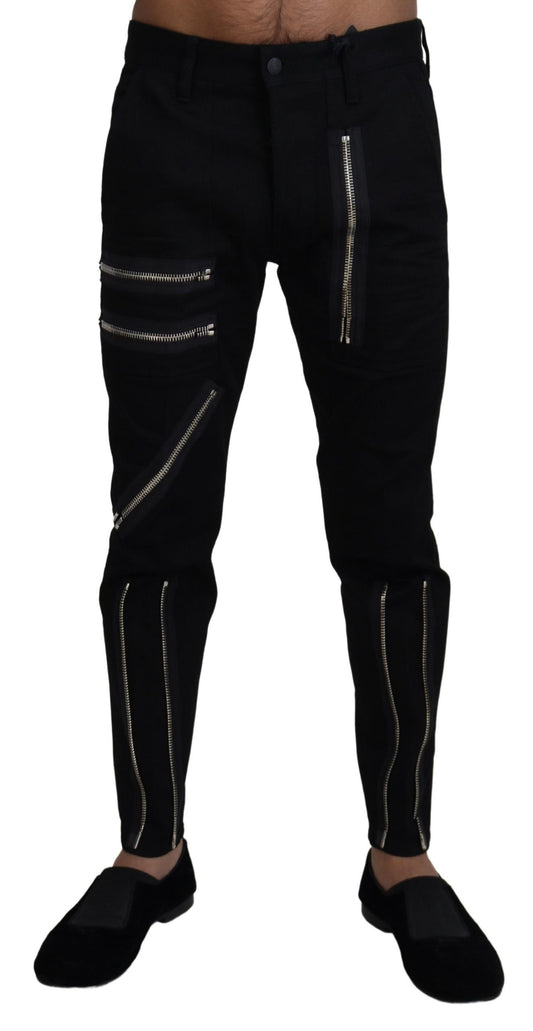 Sleek Black Cotton Blend Pants