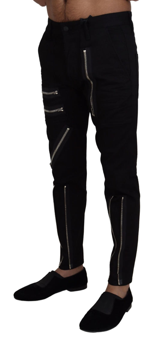 Sleek Black Cotton Blend Pants