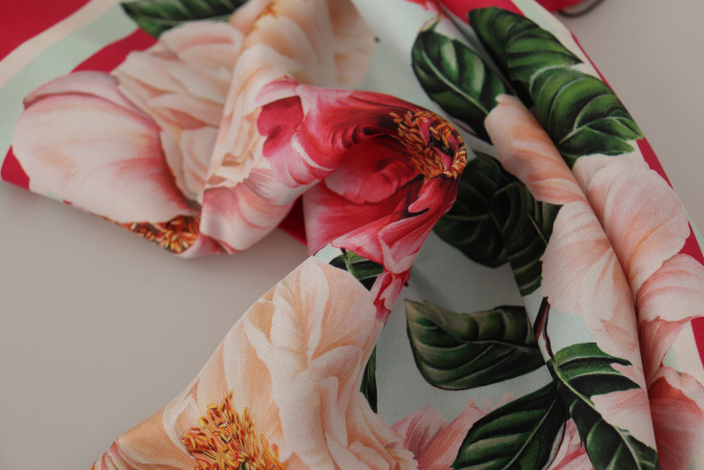 Elegant Floral Silk Square Scarf