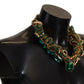Opulent Gold Tone Crystal Statement Necklace