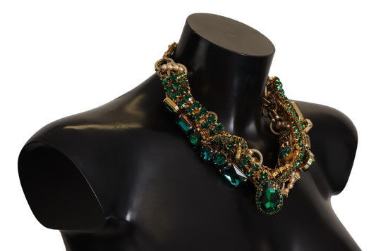 Opulent Gold Tone Crystal Statement Necklace