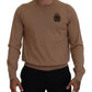 Beige Cashmere Crown Logo Pullover Sweater