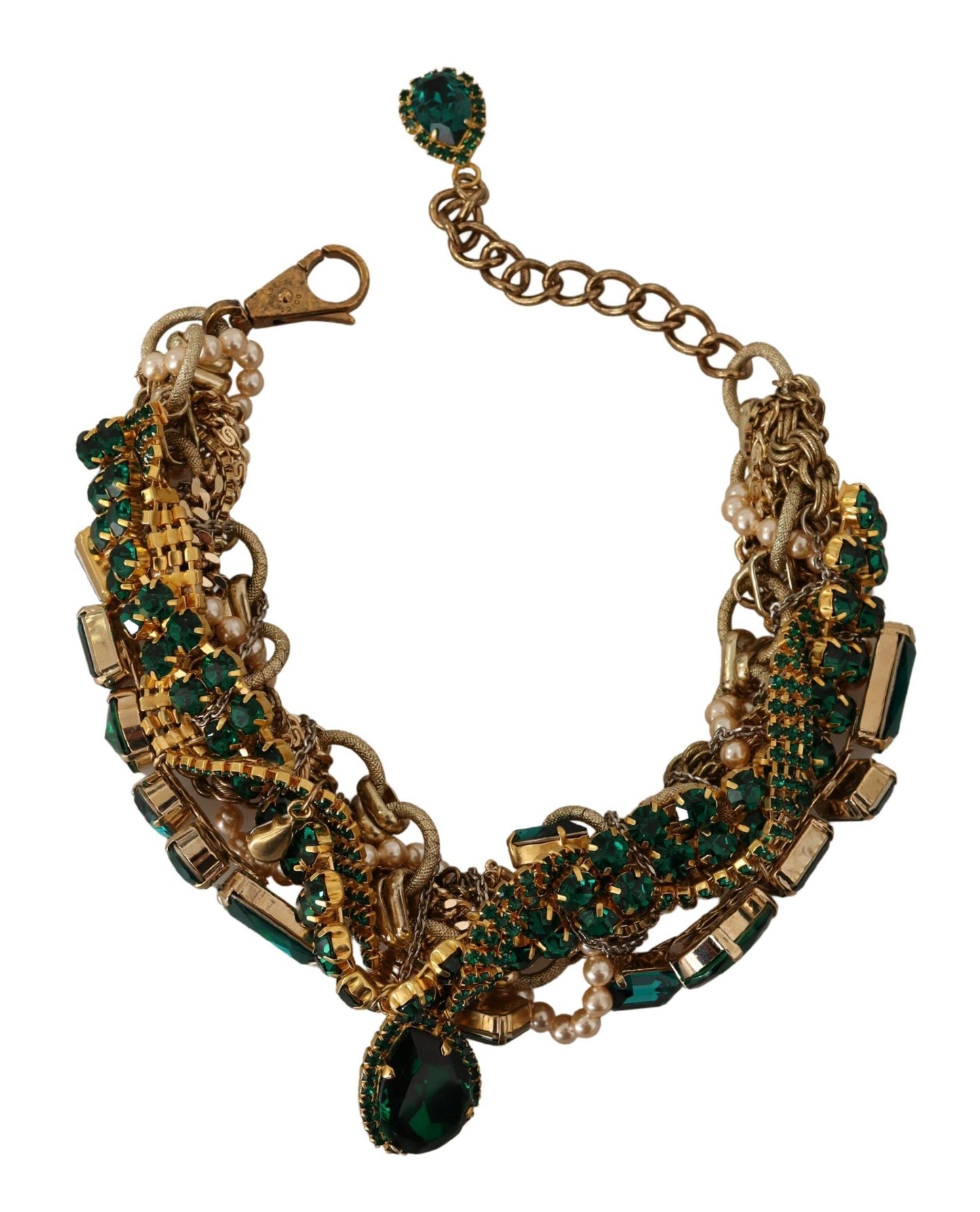 Opulent Gold Tone Crystal Statement Necklace