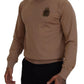 Beige Cashmere Crown Logo Pullover Sweater