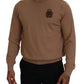Beige Cashmere Crown Logo Pullover Sweater