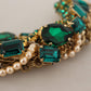 Opulent Gold Tone Crystal Statement Necklace