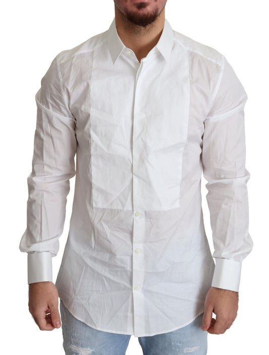 Elegant White Cotton Gold Fit Shirt