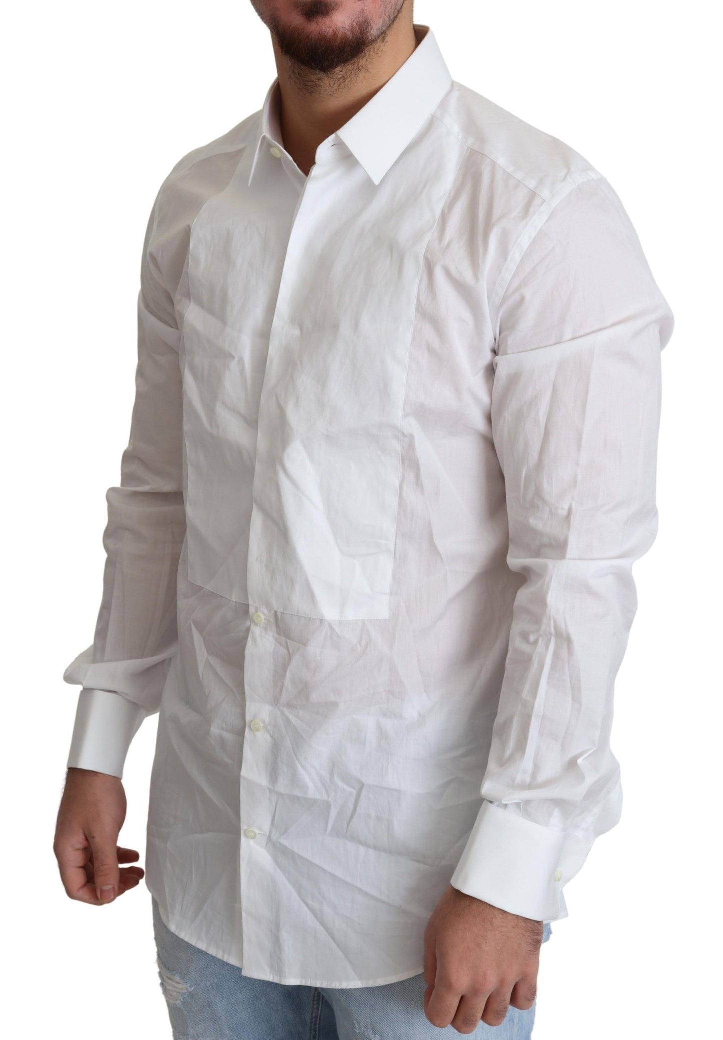 Elegant White Cotton Gold Fit Shirt