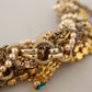 Opulent Gold Tone Crystal Statement Necklace