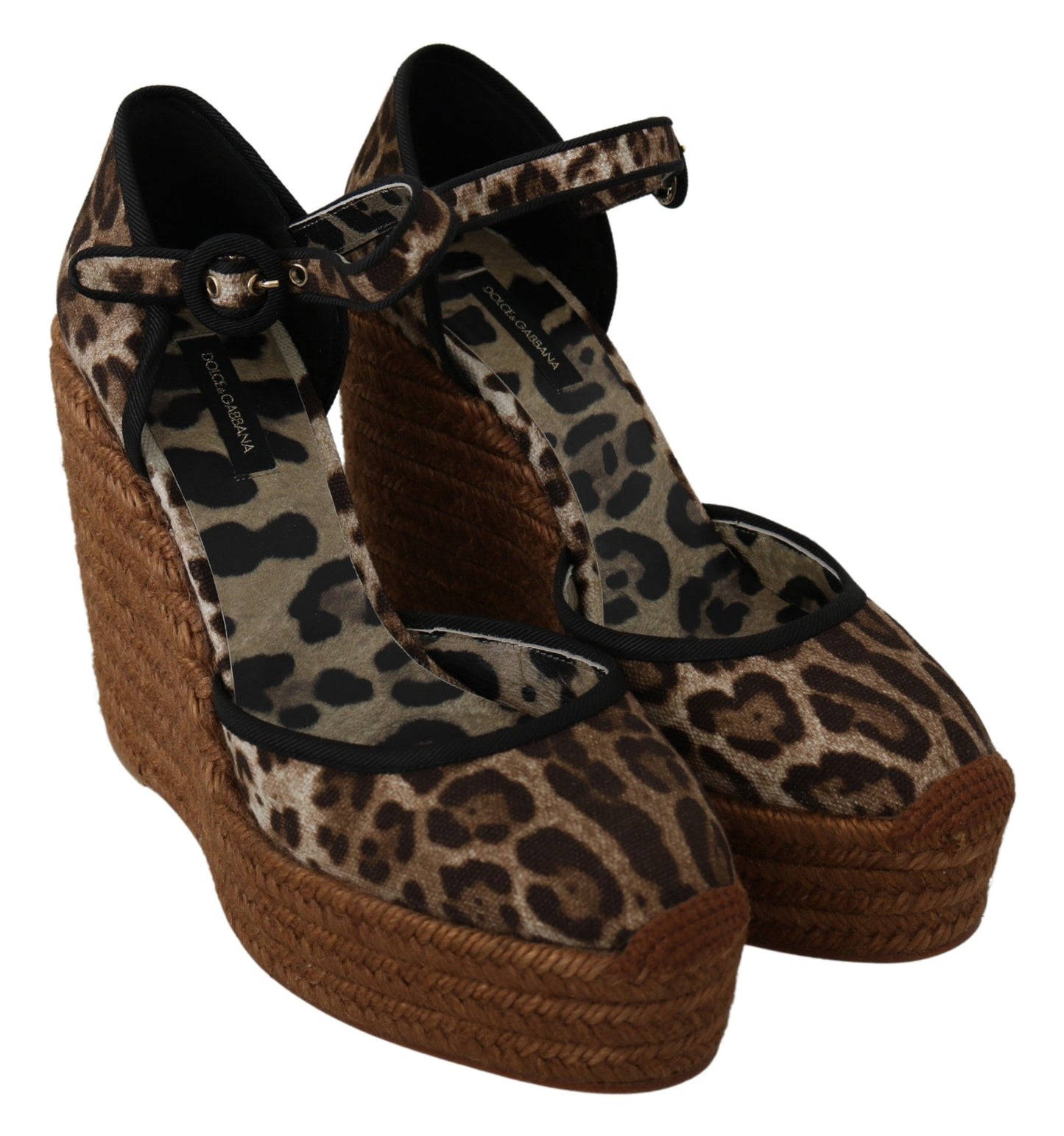 Elegant Leopard Canvas Wedge Sandals