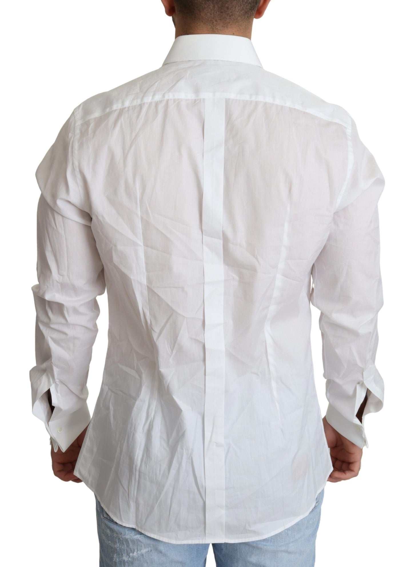 Elegant White Cotton Gold Fit Shirt