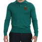 Green Cashmere Collared Logo Pullover Sweater