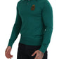 Green Cashmere Collared Logo Pullover Sweater