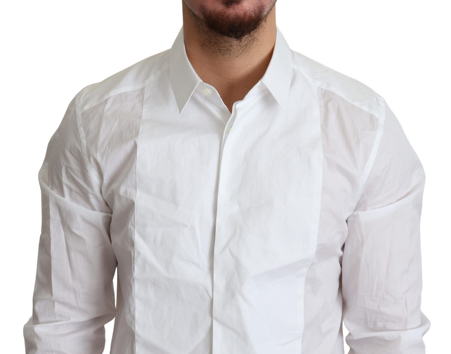 Elegant White Cotton Gold Fit Shirt