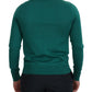 Green Cashmere Collared Logo Pullover Sweater