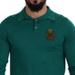 Green Cashmere Collared Logo Pullover Sweater
