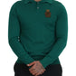 Green Cashmere Collared Logo Pullover Sweater
