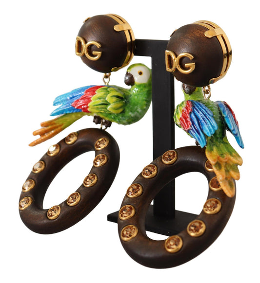 Chic Parrot Embellished Hoop Earrings