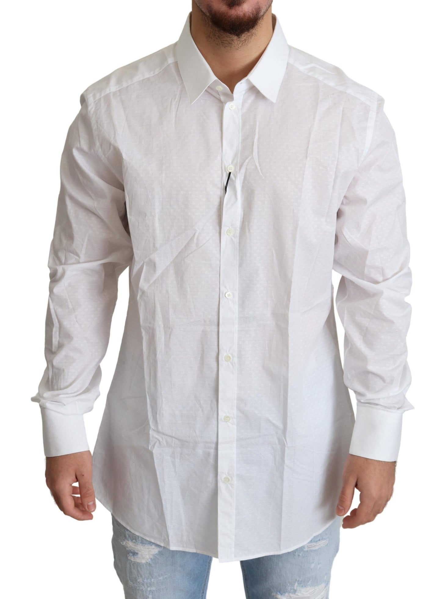 Elegant White Cotton Dress Shirt