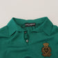 Green Cashmere Collared Logo Pullover Sweater