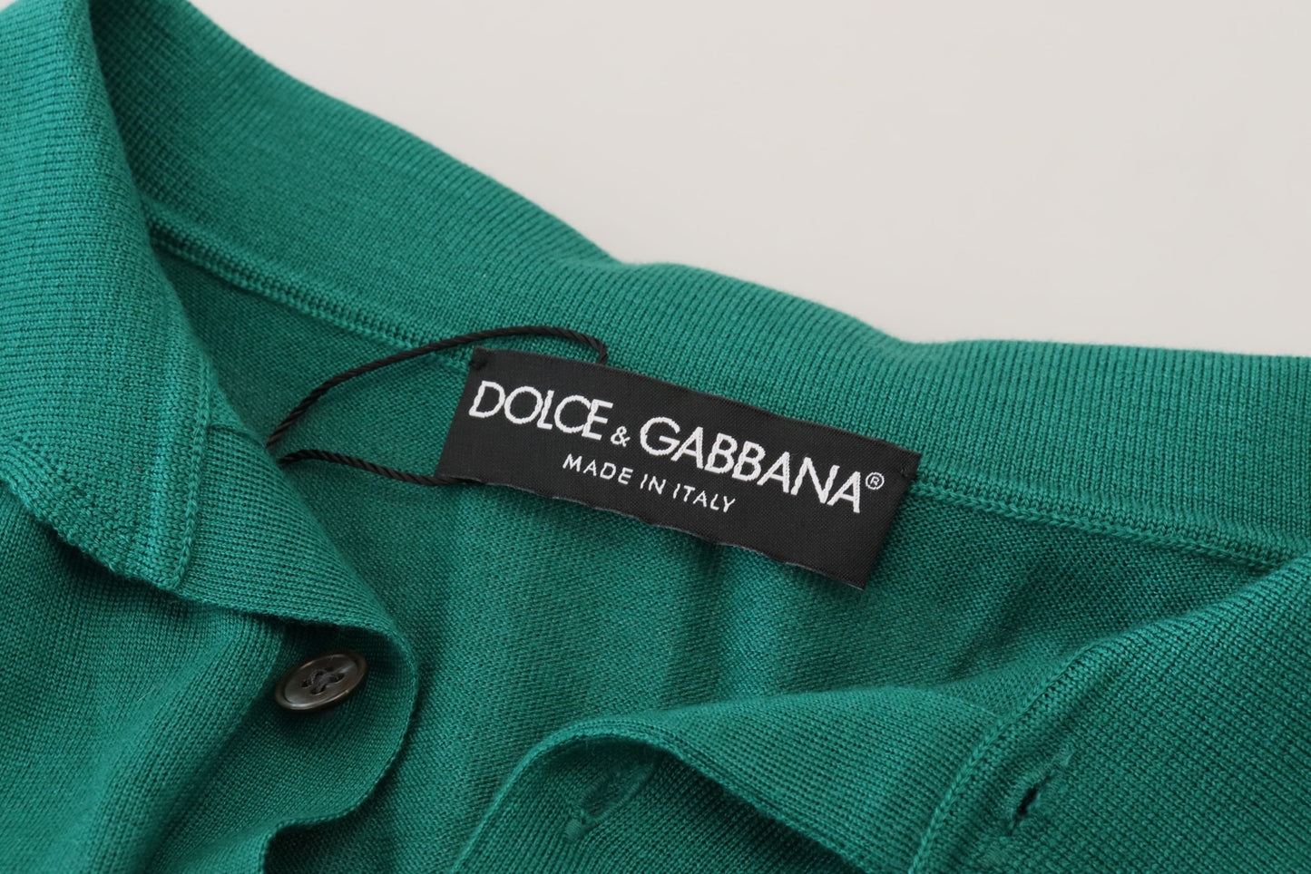 Green Cashmere Collared Logo Pullover Sweater