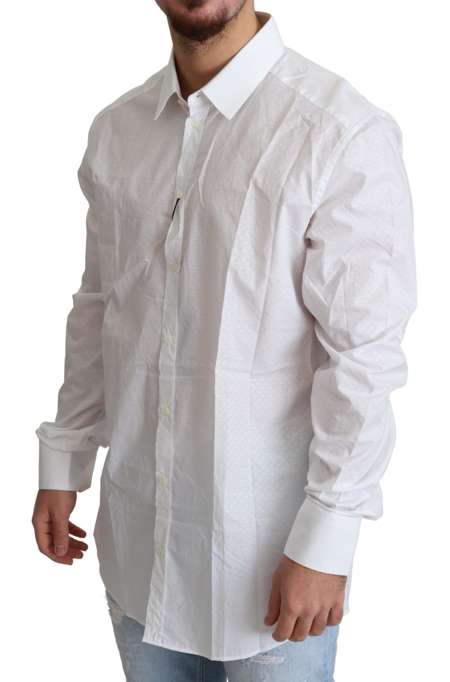 Elegant White Cotton Dress Shirt