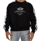 Black Cotton Crewneck Crown 1984 Stars Pullover Black