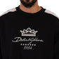 Black Cotton Crewneck Crown 1984 Stars Pullover Black