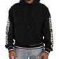 Black Logo Brocade Hooded Pullover Top Sweater