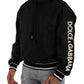 Black Logo Brocade Hooded Pullover Top Sweater