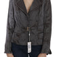 Elegant Metallic Grey Wool Blazer Jacket
