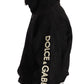 Black Logo Brocade Hooded Pullover Top Sweater