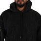Black Logo Brocade Hooded Pullover Top Sweater