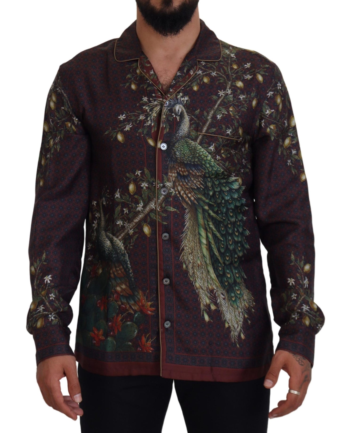 Elegant Silk Satin Men's Pajama Style Shirt