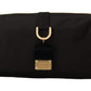 Elegant Black Belt Bag with Gold-Tone Appliqué
