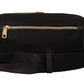 Elegant Black Belt Bag with Gold-Tone Appliqué