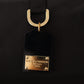 Elegant Black Belt Bag with Gold-Tone Appliqué