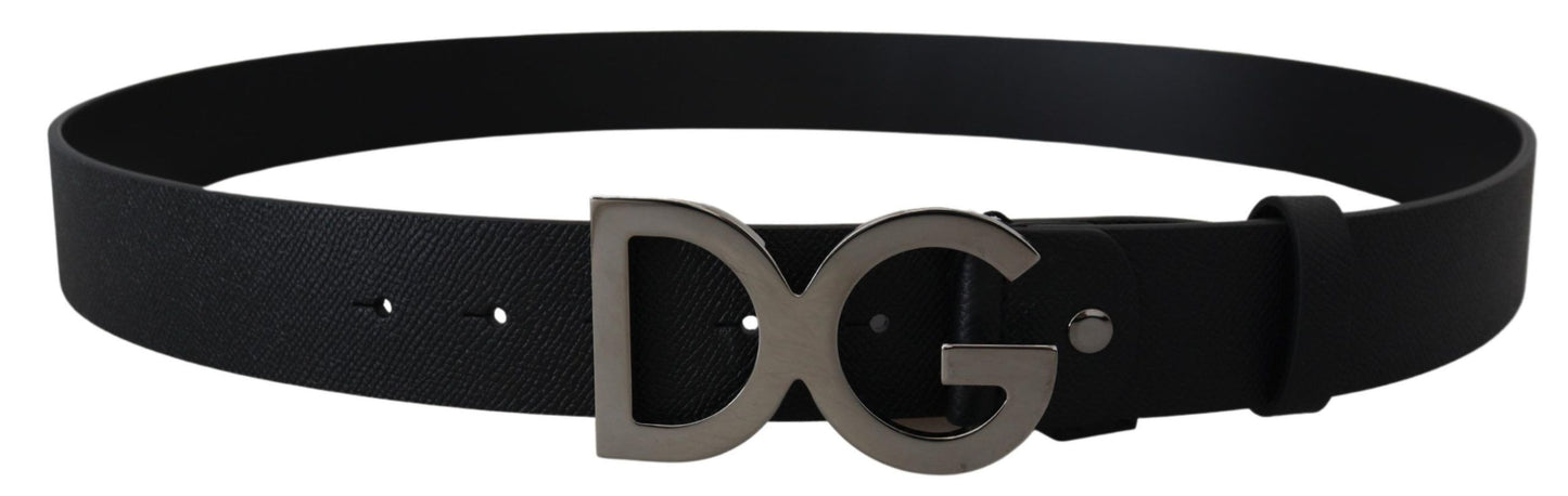 Elegant Black Leather Belt with DG Buckle