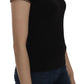 Elegant Black Beaded Short Sleeve Top