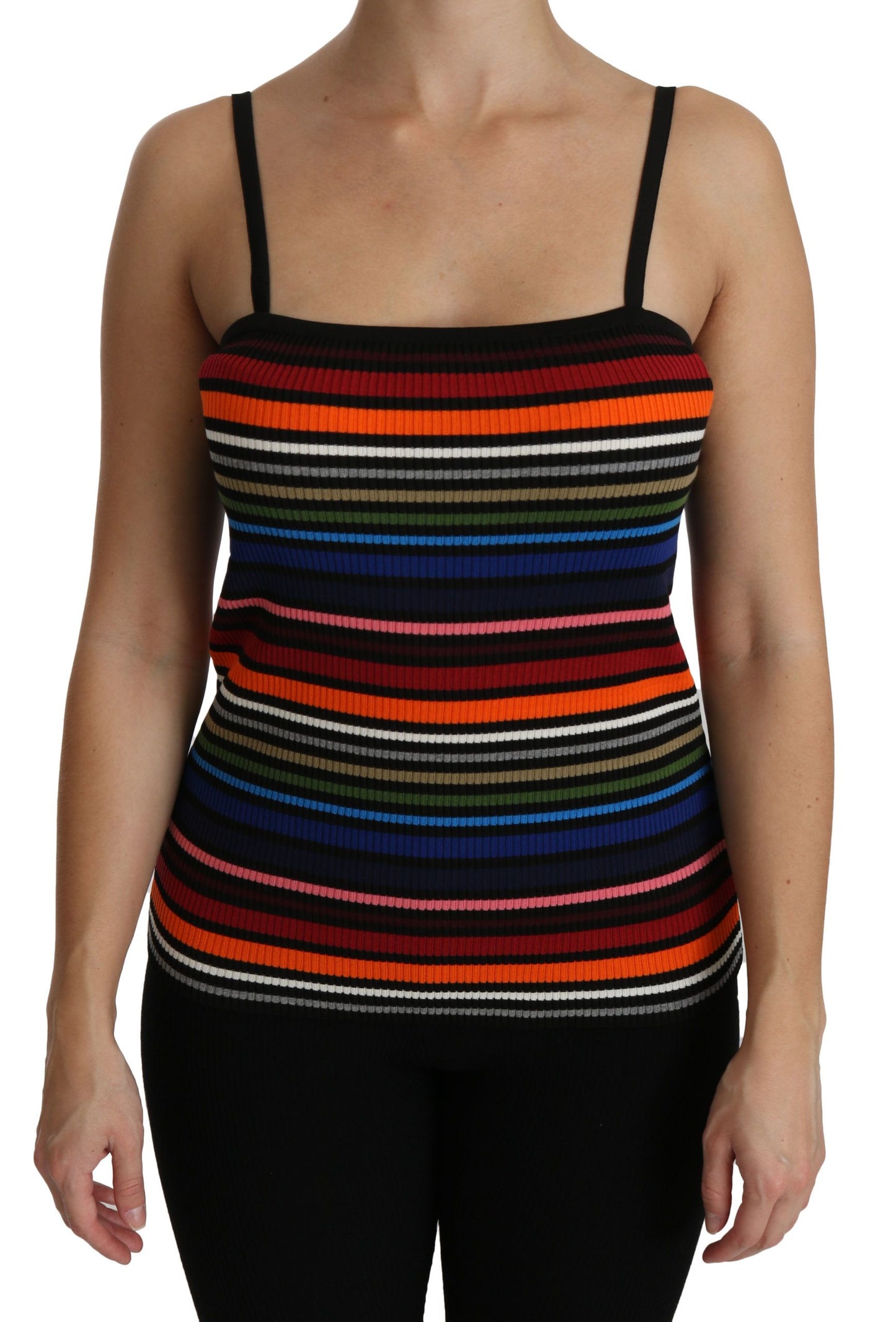 Multicolor Stripe Sleeveless Cotton Tank Top