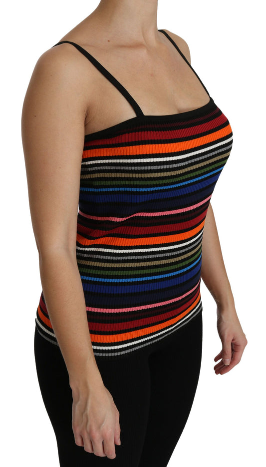 Multicolor Stripe Sleeveless Cotton Tank Top