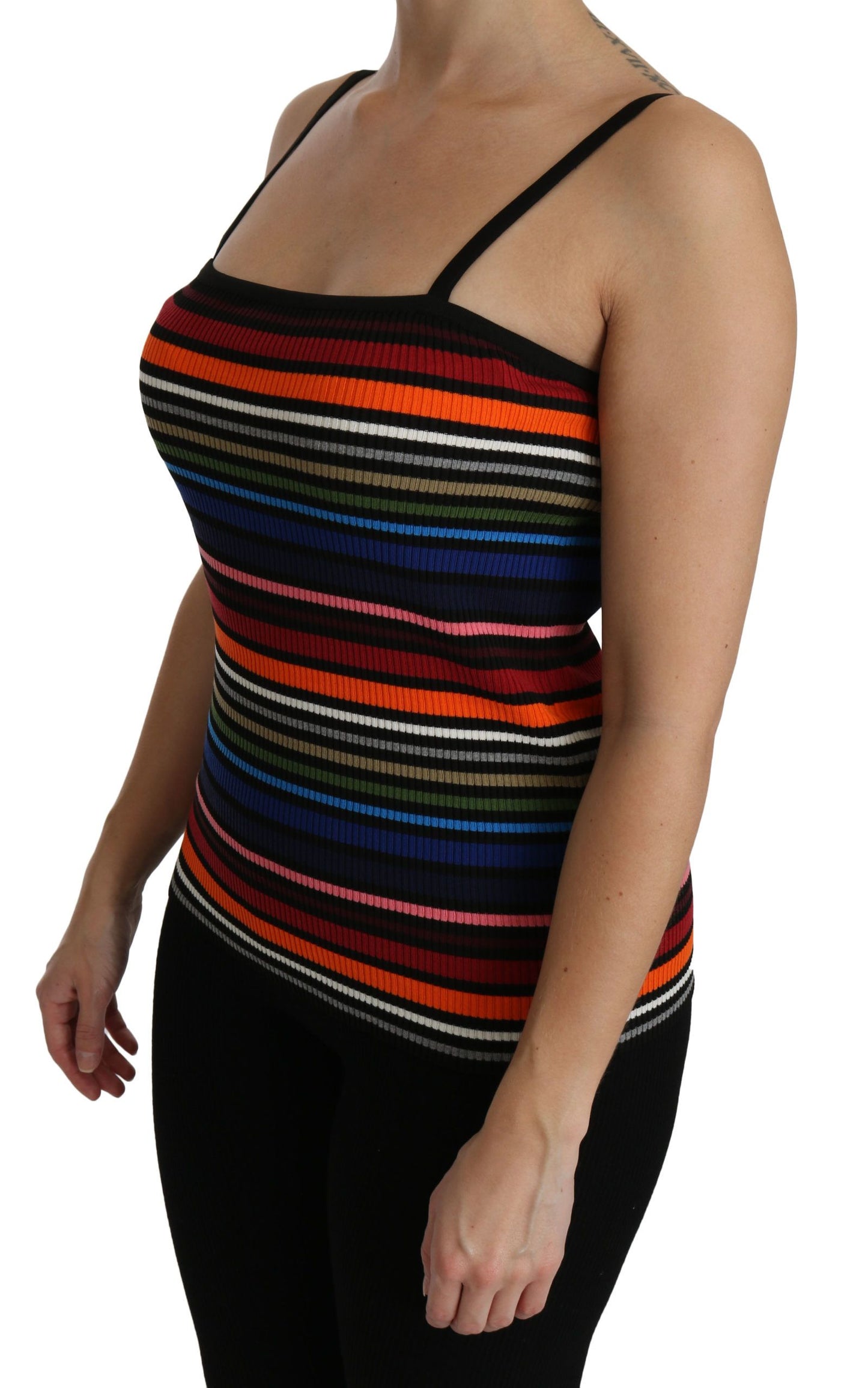 Multicolor Stripe Sleeveless Cotton Tank Top