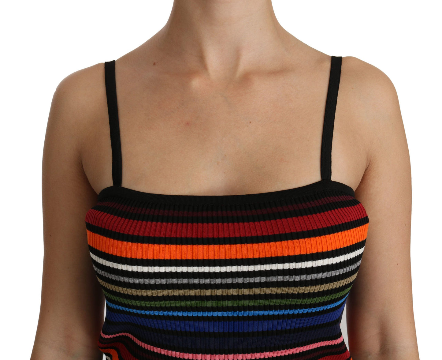 Multicolor Stripe Sleeveless Cotton Tank Top